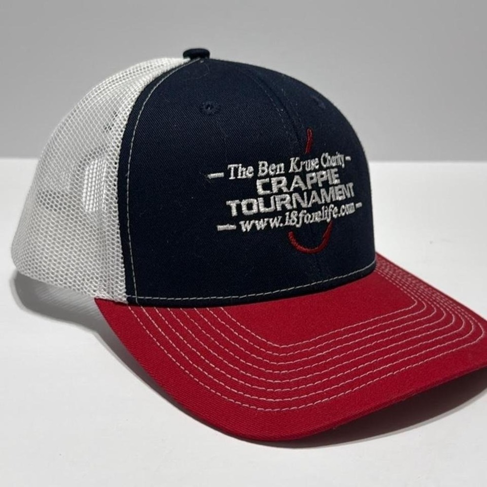 The Ben Krue Crappie Tournament white + red trucker hat